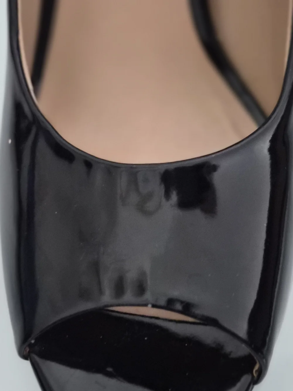 Kelly & Katie Black Patent Peep-Toe Heels